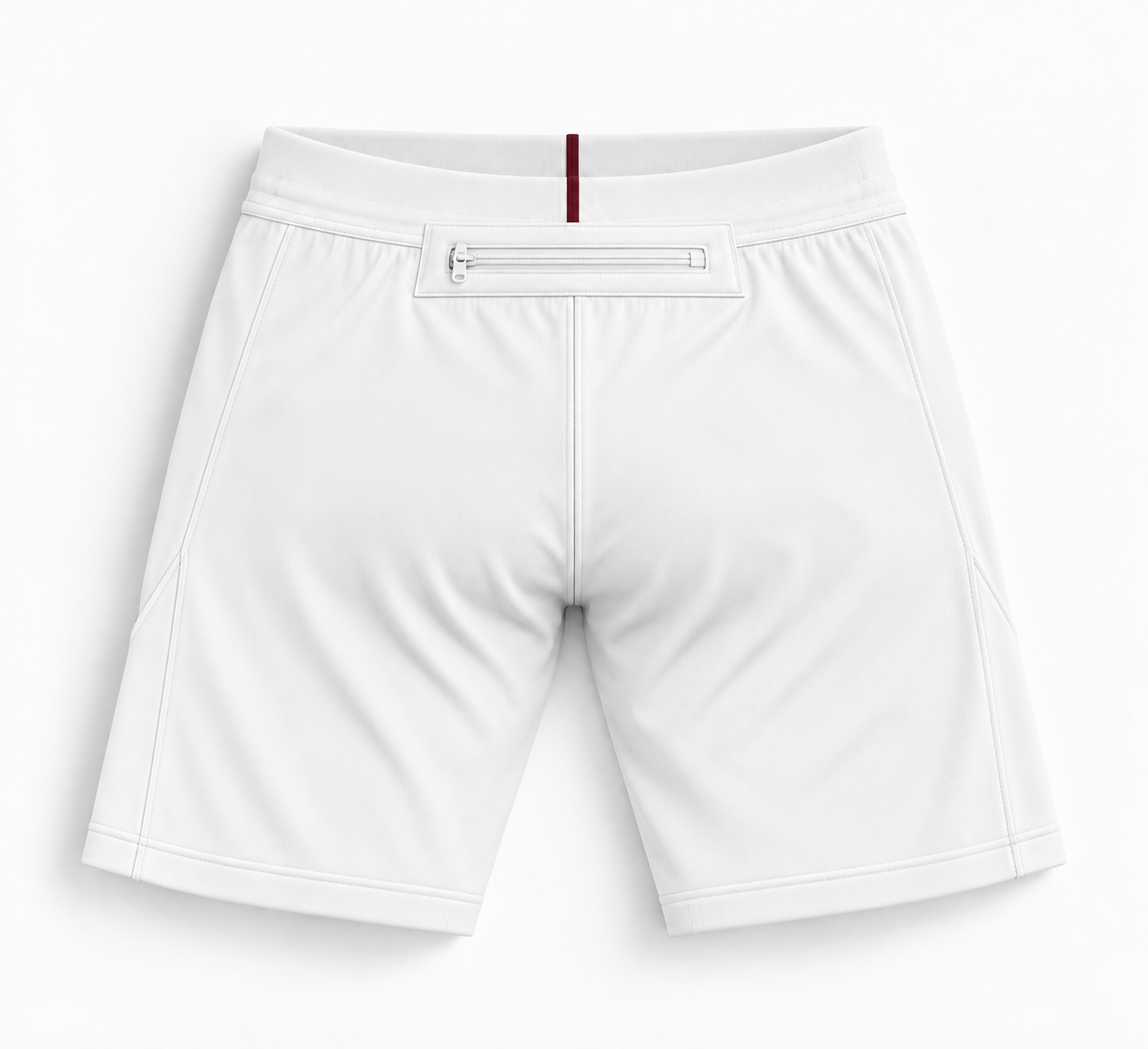 The TRACE tights in white, seen from behind with the zip pocket